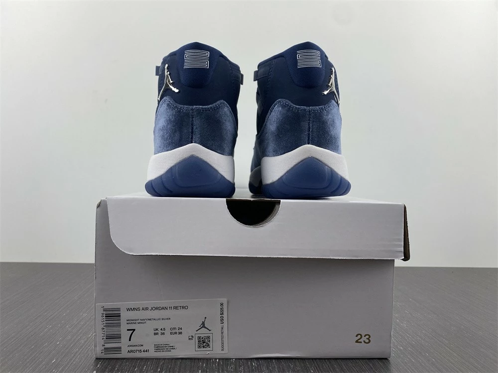 Fit Sporting Goods Air Jordan 11 Velvet Midnight Navy/Metallic Silver-White AR0715-441 For Sale 7 Fit Sporting Goods Air Jordan 11 Velvet Midnight Navy/Metallic Silver-White AR0715-441 For Sale - Image 7