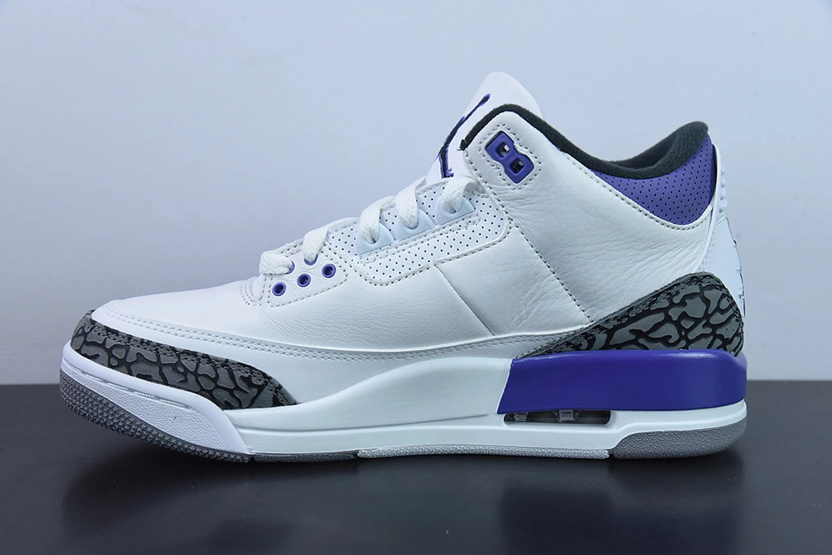 Fit Sporting Goods Air Jordan 3 White/Black-Dark Iris-Cement Grey For Sale 3 Fit Sporting Goods Air Jordan 3 White/Black-Dark Iris-Cement Grey For Sale - Image 3