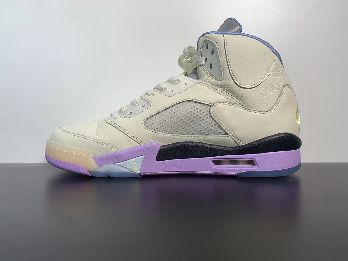 Fit Sporting Goods DJ Khaled X Air Jordan 5 We The Best Sail/Washed Yellow-Violet Star For Sale 2 Fit Sporting Goods DJ Khaled X Air Jordan 5 We The Best Sail/Washed Yellow-Violet Star For Sale - Image 2