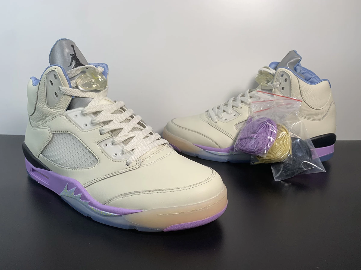 Fit Sporting Goods DJ Khaled X Air Jordan 5 We The Best Sail/Washed Yellow-Violet Star For Sale 4 Fit Sporting Goods DJ Khaled X Air Jordan 5 We The Best Sail/Washed Yellow-Violet Star For Sale - Image 4