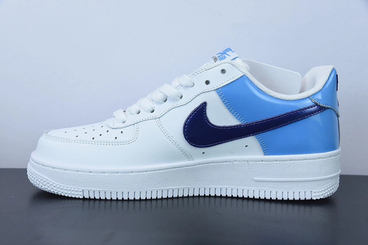 Fit Sporting Goods Nike Air Force 1 Low Blue Patent Swooshes DJ9942-400 For Sale 3 Fit Sporting Goods Nike Air Force 1 Low Blue Patent Swooshes DJ9942-400 For Sale - Image 3