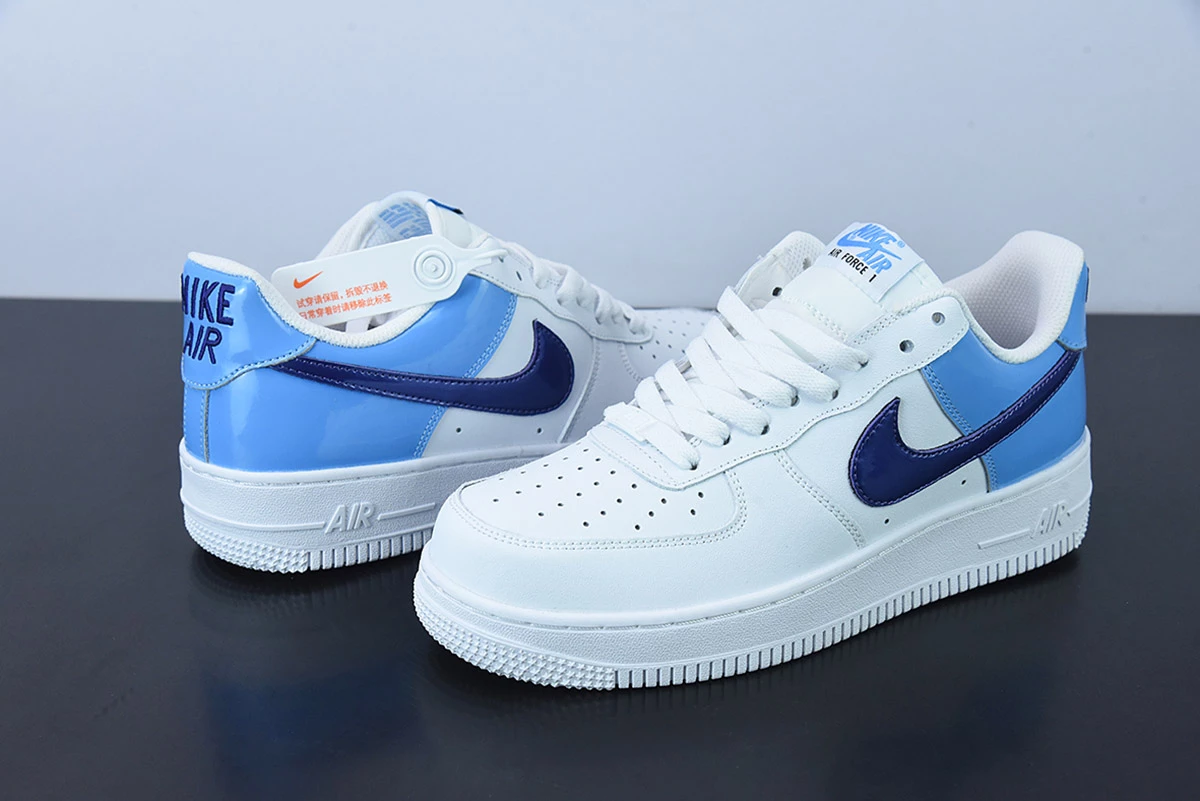 Fit Sporting Goods Nike Air Force 1 Low Blue Patent Swooshes DJ9942-400 For Sale 5 Fit Sporting Goods Nike Air Force 1 Low Blue Patent Swooshes DJ9942-400 For Sale - Image 5