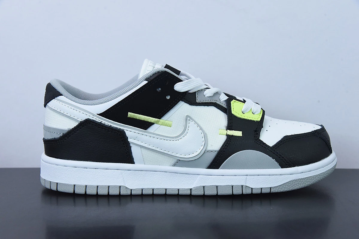 Fit Sporting Goods Nike Dunk Low Scrap Black/White/Wolf Grey/LT Lemon Twist For Sale 2 Fit Sporting Goods Nike Dunk Low Scrap Black/White/Wolf Grey/LT Lemon Twist For Sale - Image 2